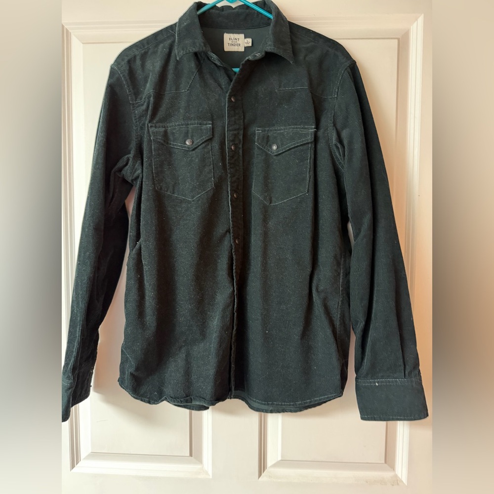 Flint and Tinder Men’s Corduroy Shirt Black Size L NWOT